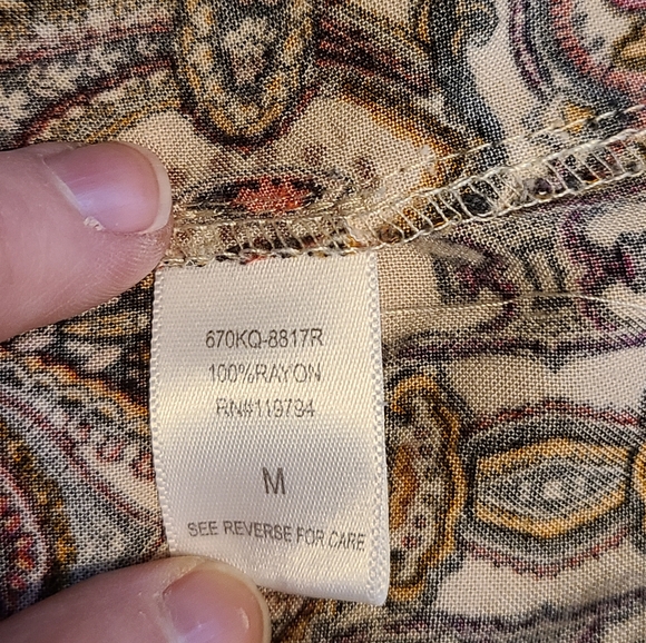 One World Womens Multicolor Embellished Paisley Print Dress Flutter Sleeves Sz M - Picture 6 of 8